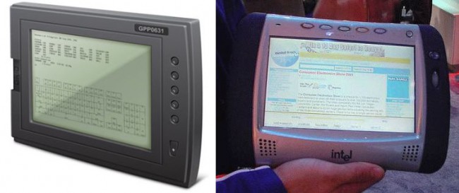 Планшетный компьютер DEC Lectrice (слева) позволял просматривать электронные документы, а Intel WebPAD (справа) – выходить в интернет