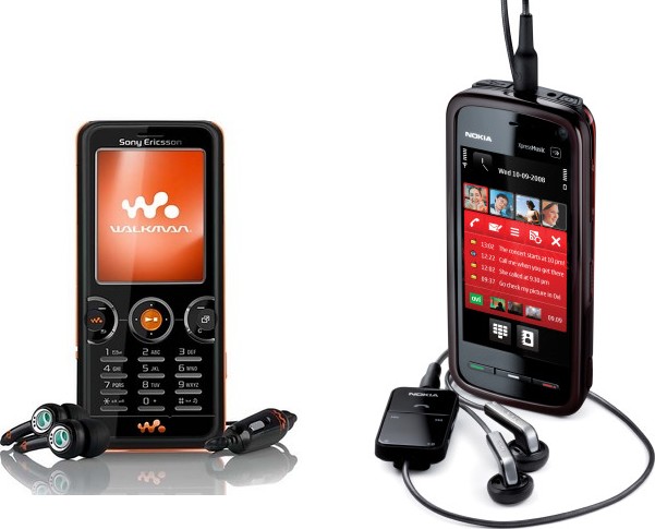 Sony Walkman и Nokia 5800