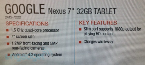 Характеристики нового Nexus 7