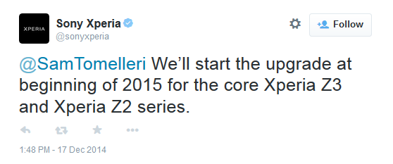 Sony Xperia Z2 и Z3 получат Android 5.0 в начале 2015 года