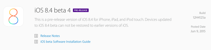 Apple iOS 8.4 beta 4