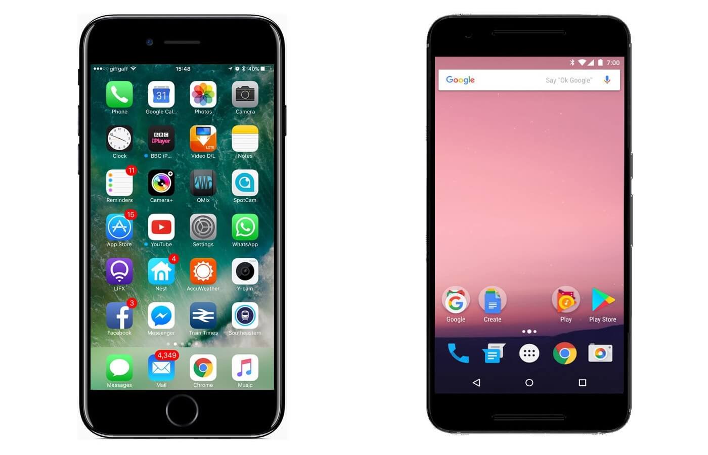 iOS 10 работает стабильнее Android 7.0 Nougat