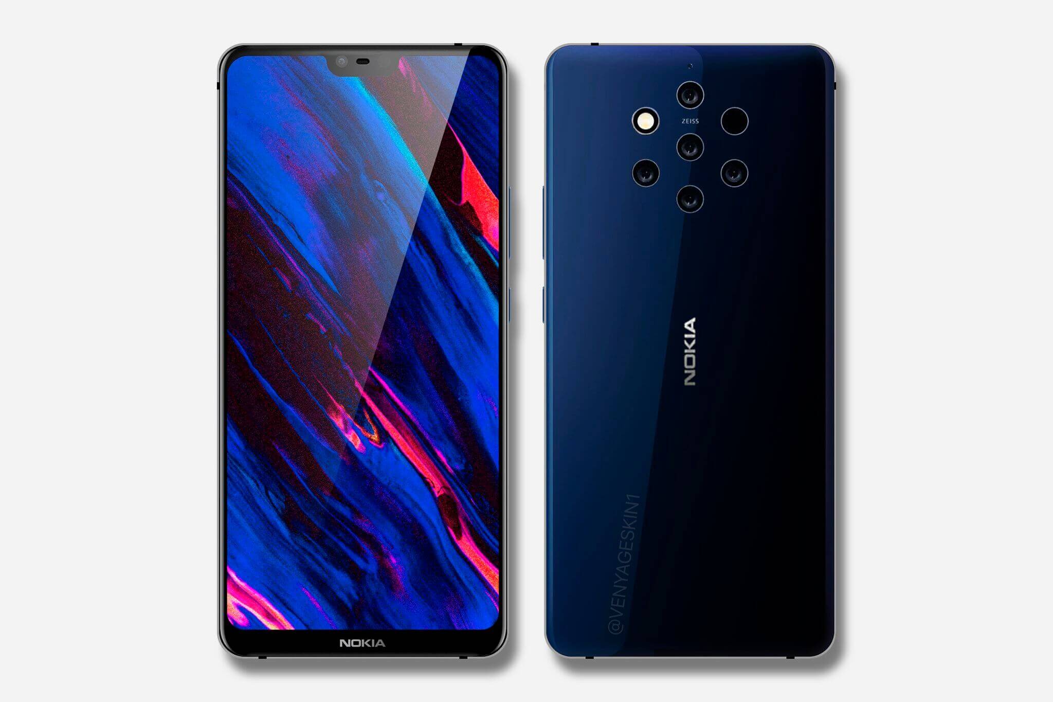 Nokia 9 (2018) за $1000 с пятью камерами появился на фото и рендерах