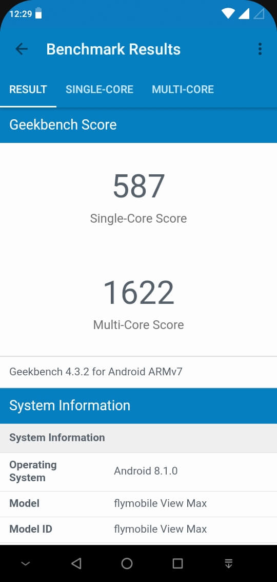 Fly View Max Geekbench 4