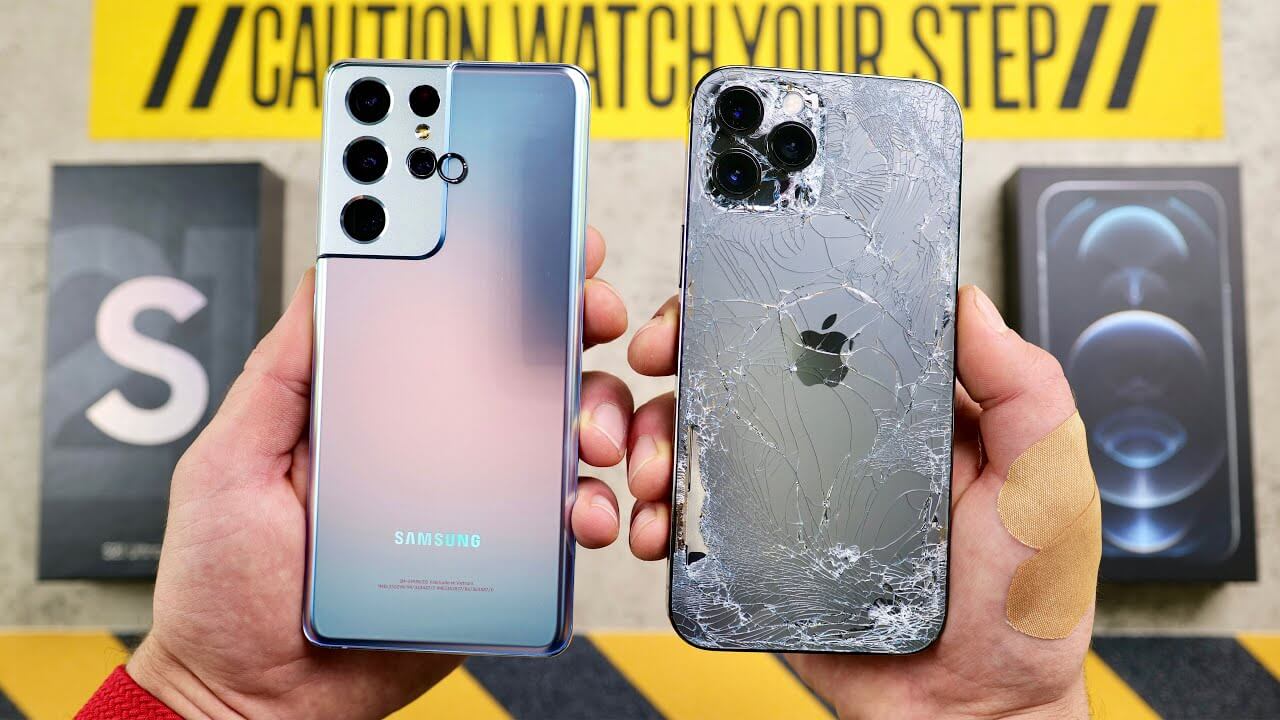 Прочность Galaxy S21 Ultra и iPhone 12 Pro Max сравнили на видео