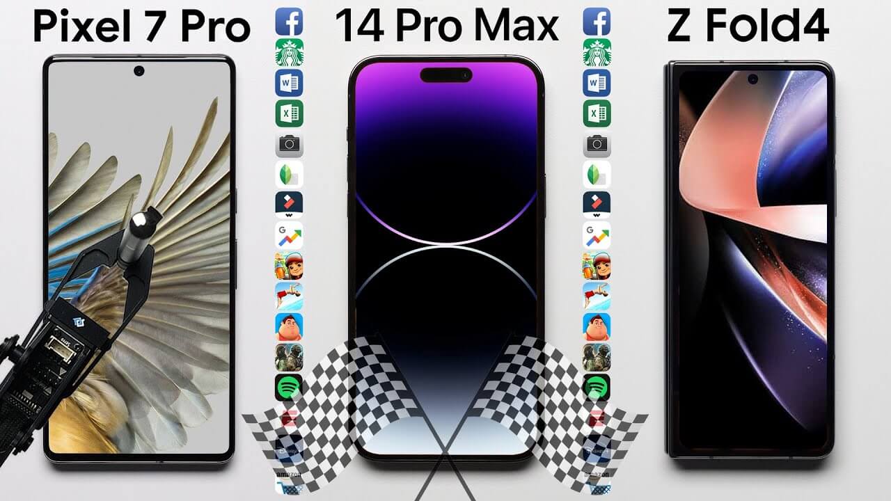 Скорость работы iPhone 14 Pro Max, Pixel 7 Pro и Galaxy Fold 4 сравнили на видео