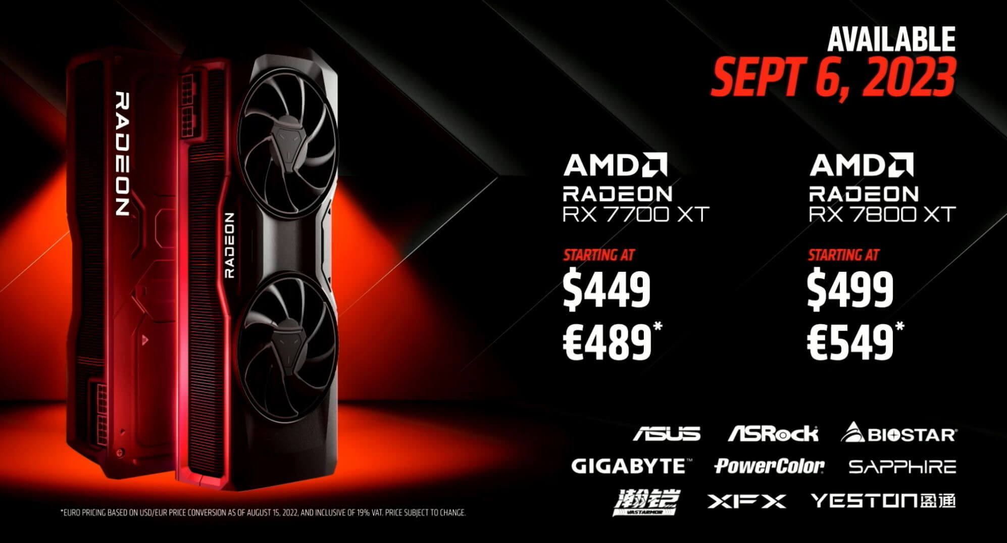 Цены на видеокарты AMD Radeon RX 7800 XT и RX 7700 XT