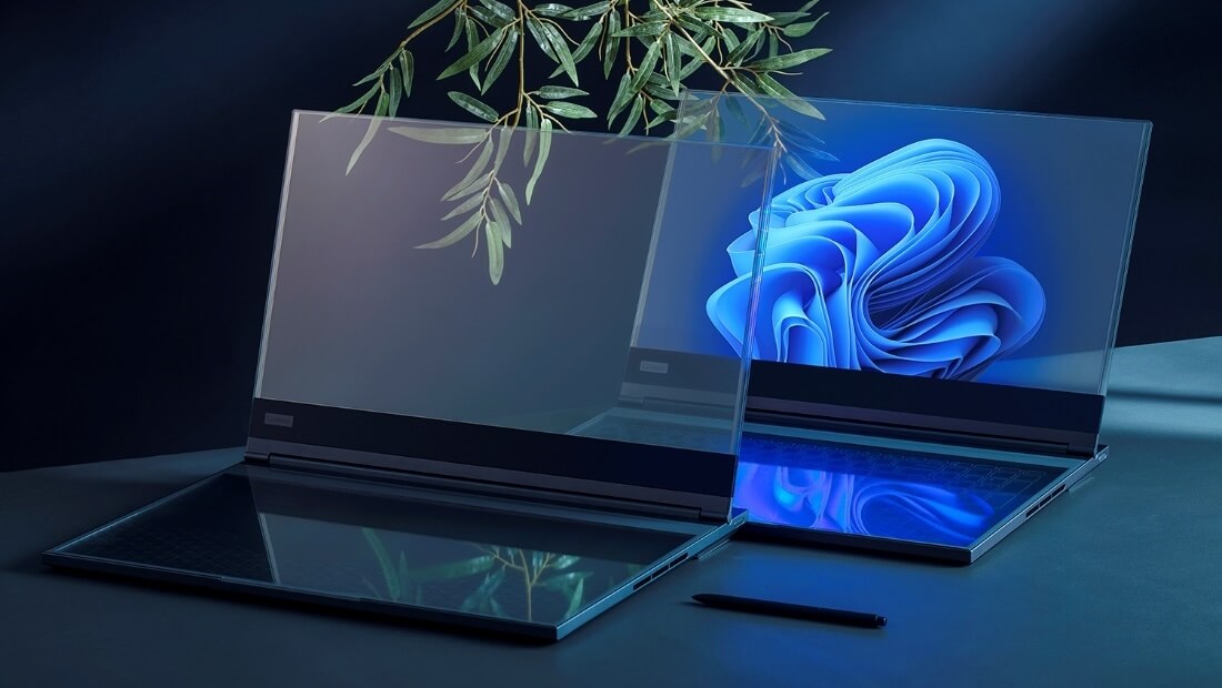 Lenovo готовит ноутбук с прозрачным экраном и сенсорной панелью вместо клавиатуры