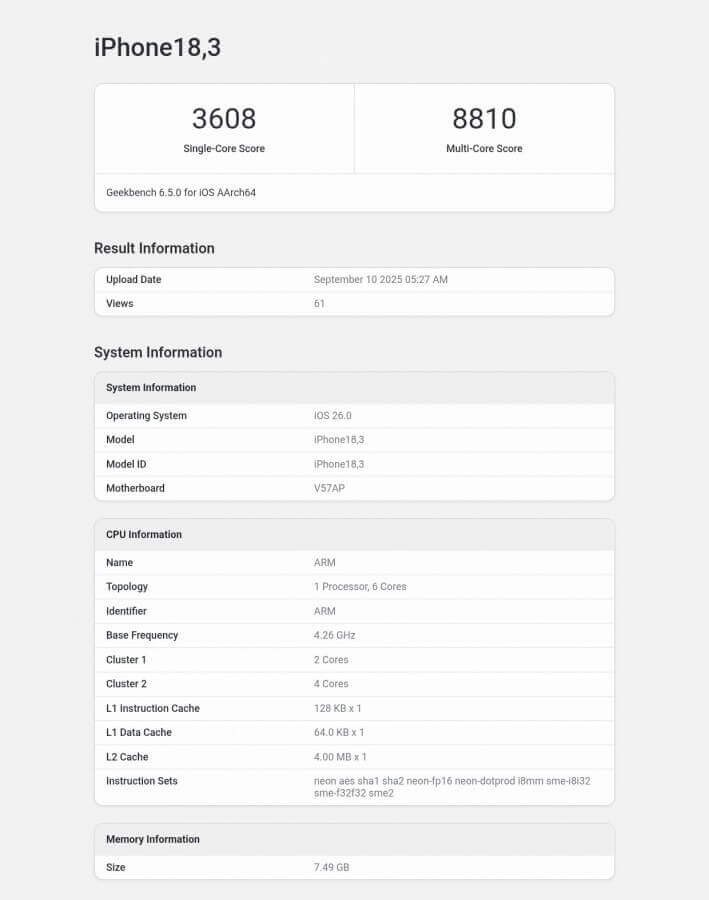 Apple A19 Pro лишь на 17% быстрее предшественника и отстает от конкурентов