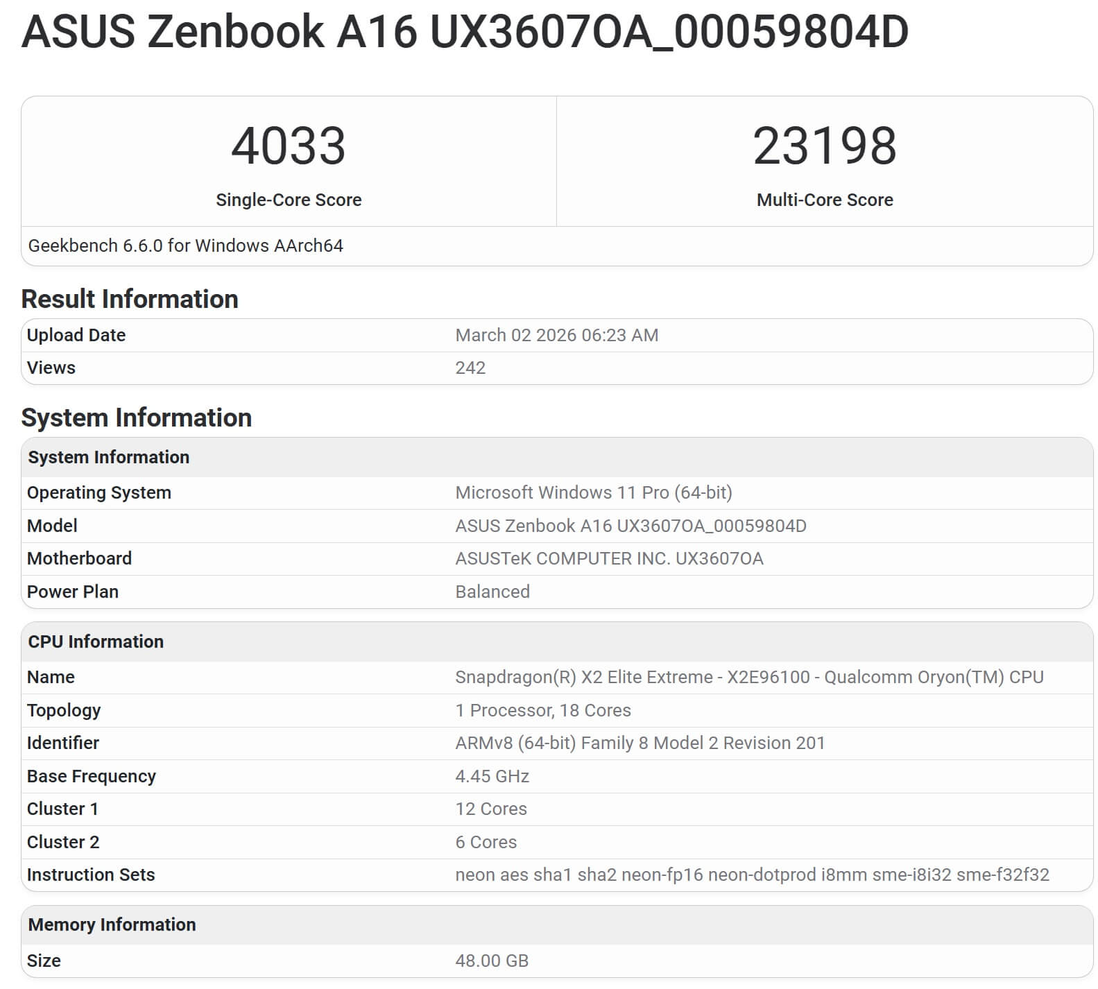 Snapdragon X2 Elite Extreme протестировали в Geekbench