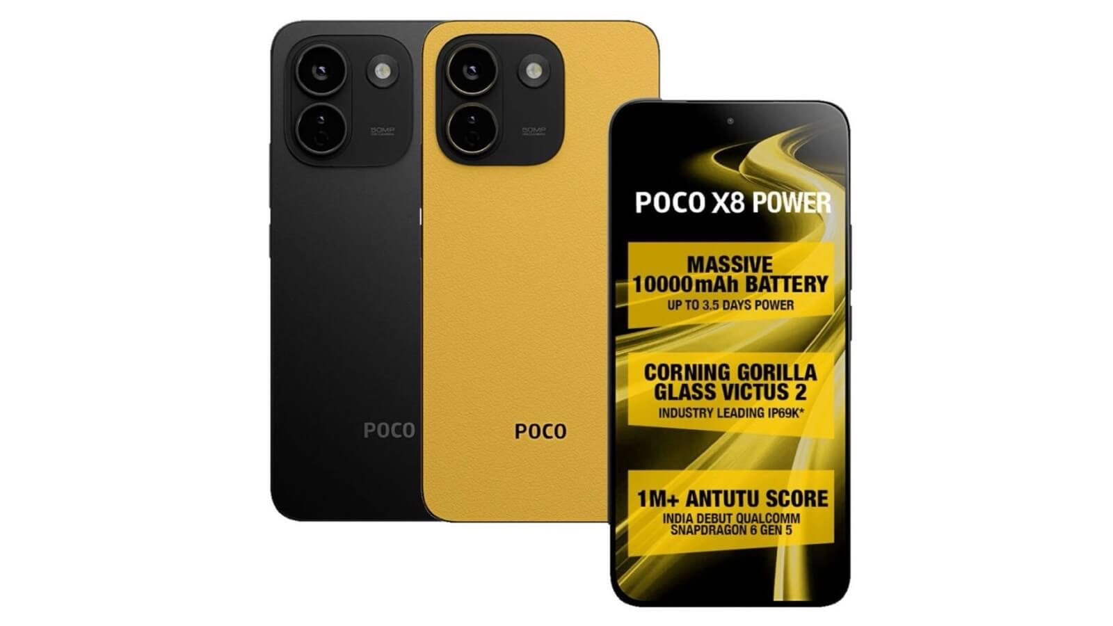 POCO X8 Power получил батарею 10 000 мА·ч, 100-Вт зарядку и защиту IP69K