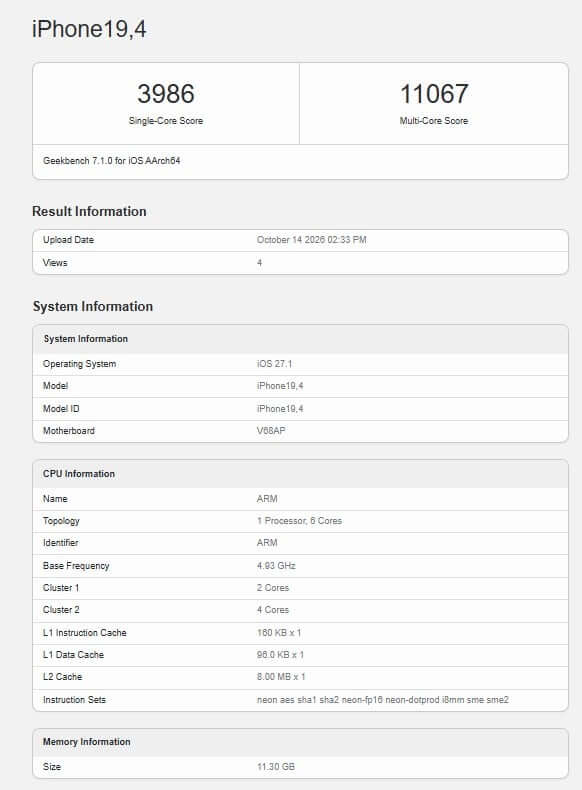 Производительность iPhone Duo оценили в Geekbench