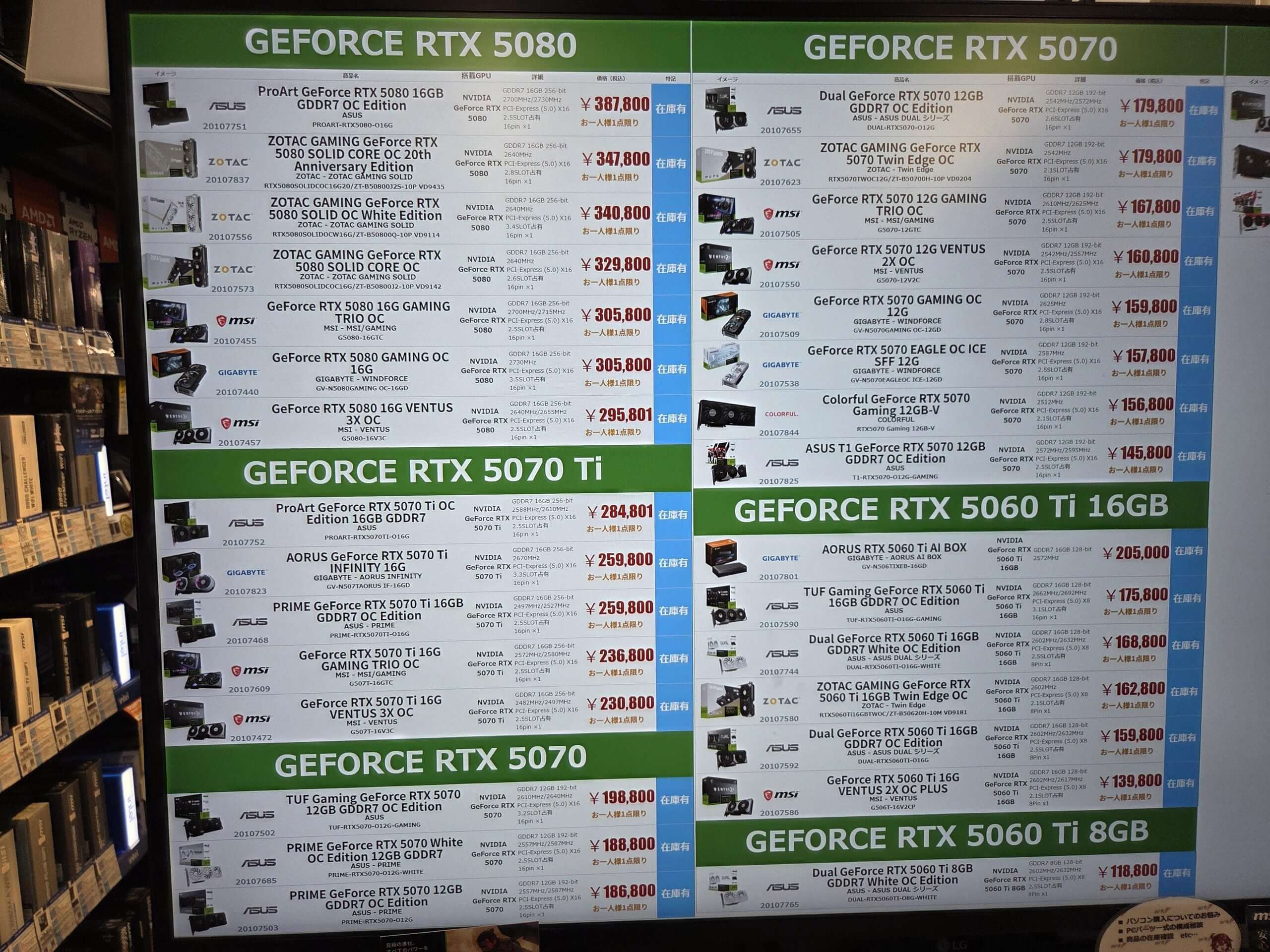 GeForce RTX 5060 Ti 16 ГБ в Японии подорожала до $1300